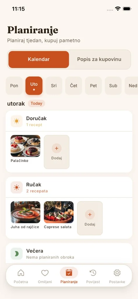 Tjedni kalendar planiranja obroka