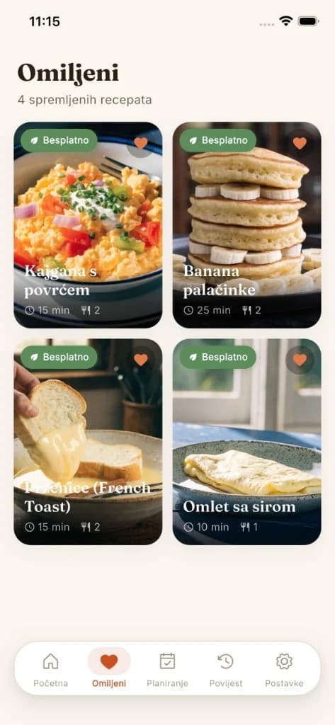 Spremljeni omiljeni recepti